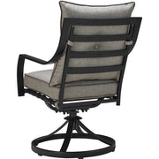 Hanover - Lavallette 7pc: 6 Swivel Dining Chairs, Rectangle Glass Table, Umbrella & Base - Silver-United Backyard