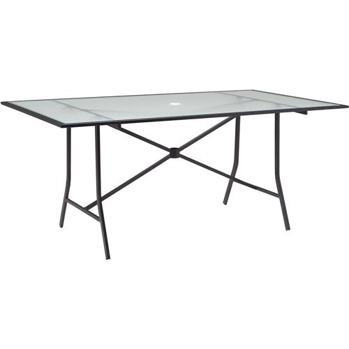 Hanover - Lavallette 7pc: 6 Swivel Dining Chairs and Rectangle Glass Table - Silver-United Backyard