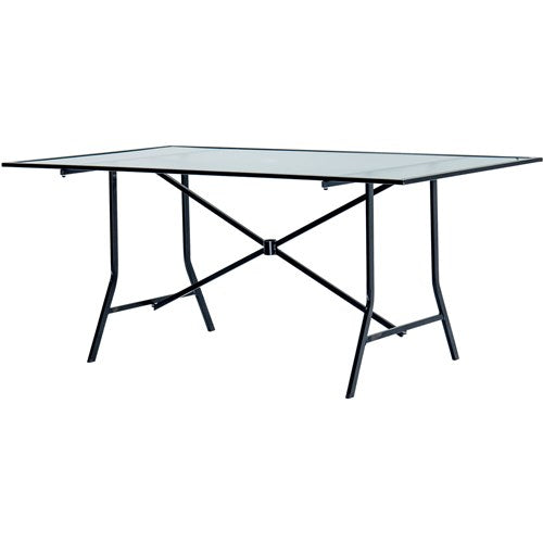 Hanover - Lavallette 7pc Dining Set: Glass Table, 6 Cushion Chairs, Umbrella/Base - Gray-United Backyard