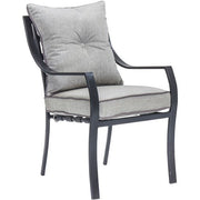 Hanover - Lavallette 7pc Dining Set: Glass Table, 6 Cushion Chairs, Umbrella/Base - Gray-United Backyard