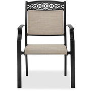 Hanover - Lisbon 7pc Dining: 6 Sling Stationary Chairs and 39"x68" Cast Table - Tan/Brown-United Backyard