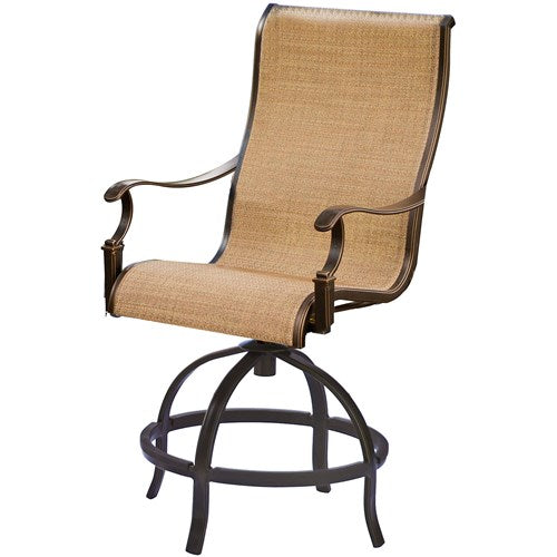 Hanover - Manor 3pc: 2 Sling Counter Height Swivel Chairs, 30" Round Cast Table-United Backyard