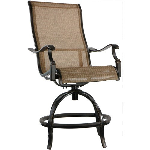 Hanover - Manor 5pc: 4 Sling Counter Height Swivel Chairs, 42" Square Cast Table-United Backyard