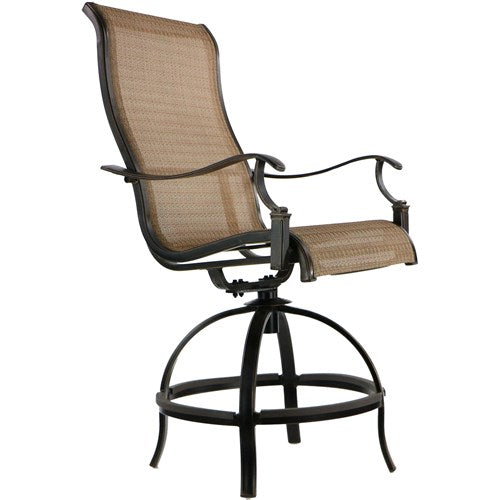 Hanover - Manor 5pc: 4 Sling Counter Height Swivel Chairs, 42" Square Cast Table-United Backyard