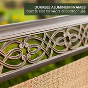 Hanover - Manor 5pc: 4 Sling Swivel Rockers, 48" Round Cast Table - Tan Sling/Cast-United Backyard