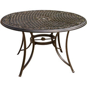 Hanover - Manor 5pc: 4 Sling Swivel Rockers, 48" Round Cast Table - Tan Sling/Cast-United Backyard