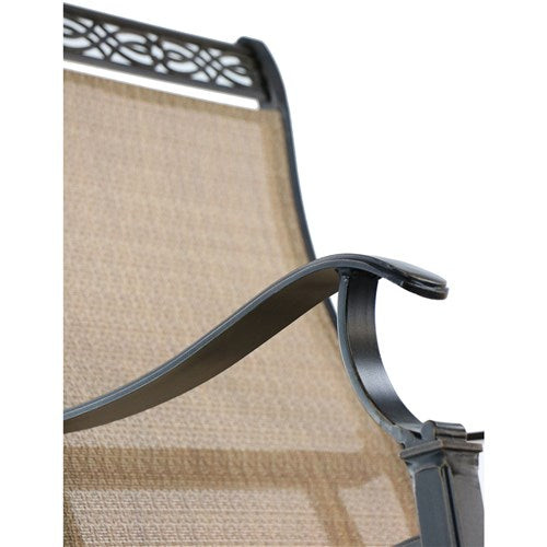 Hanover - Manor 7pc: 6 Sling Swivel Rockers, 60" Round Cast Table - Tan Sling/Cast-United Backyard