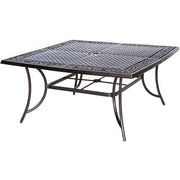 Hanover - Manor 9pc: 8 Sling Dining Chairs, 60" Square Cast Table - Tan Sling/Cast-United Backyard