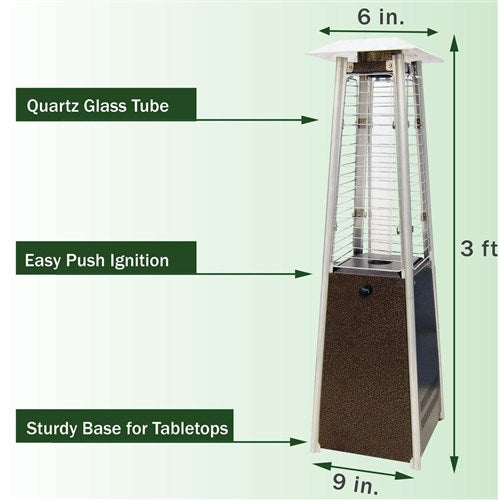 Hanover - Mini Pyramid Portable Table Top Patio Heater w/Square Base, Quartz tube - Hammered Bronze-United Backyard