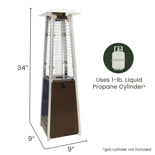 Hanover - Mini Pyramid Portable Table Top Patio Heater w/Square Base, Quartz tube - Hammered Bronze-United Backyard