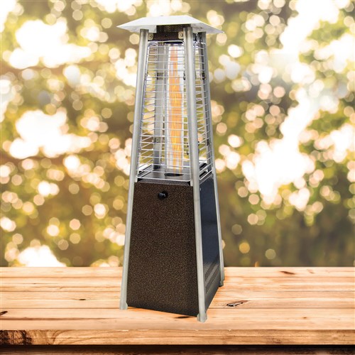 Hanover - Mini Pyramid Portable Table Top Patio Heater w/Square Base, Quartz tube - Hammered Bronze-United Backyard