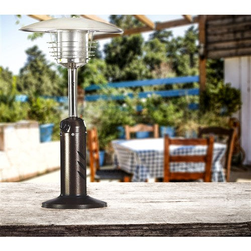 Hanover - Mini Umbrella Portable Table Top Patio Heater w/regulator for 1lb tank - Hammered Bronze-United Backyard