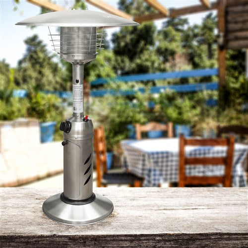 Hanover - Mini Umbrella Portable Table Top Patio Heater w/regulator for 1lb tank - Stainless-United Backyard