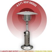 Hanover - Mini Umbrella Portable Table Top Patio Heater w/regulator for 1lb tank - Stainless-United Backyard