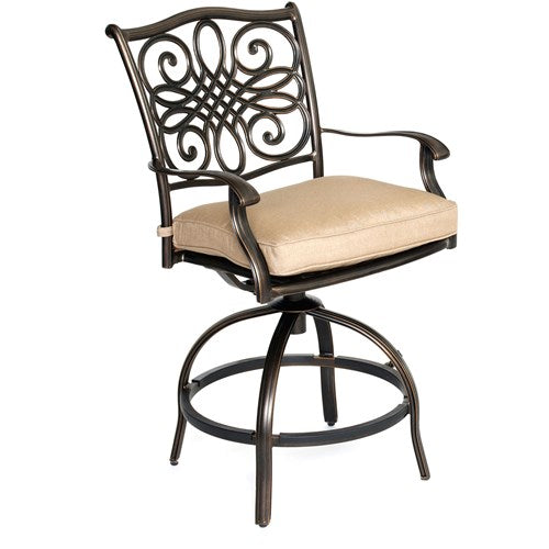 Hanover - Monaco 3pc: 2 Cush Swivel Counter Height Chairs, 30" Tile Top Table-United Backyard