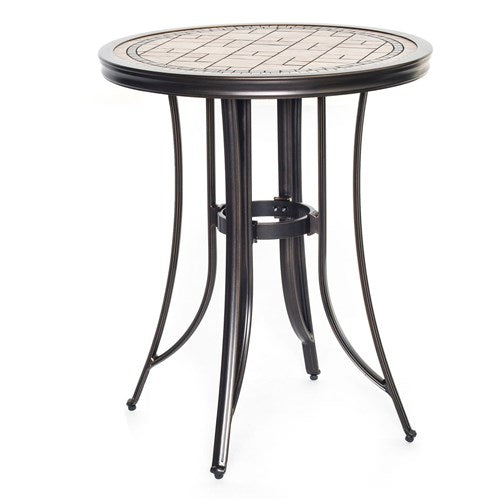 Hanover - Monaco 3pc: 2 Cush Swivel Counter Height Chairs, 30" Tile Top Table-United Backyard