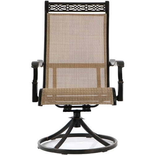 Hanover - Monaco 3pc: 2 Sling Swivel Rockers, 30" Glass Top Table - Tan Sling/Glass-United Backyard