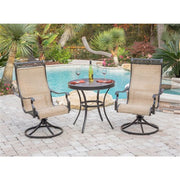 Hanover - Monaco 3pc: 2 Sling Swivel Rockers, 30" Glass Top Table - Tan Sling/Glass-United Backyard