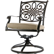 Hanover - Monaco 5pc: 4 Cush Sling Swivel Rockers, 51" Round Tile Top Table - Tan Sling/Tile-United Backyard
