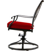 Hanover - Monaco 5pc: 4 Cush Sling Swivel Rockers, 51" Round Tile Top Table - Tan Sling/Tile-United Backyard