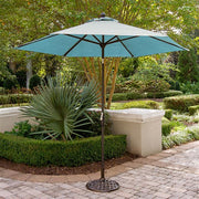 Hanover - Monaco 5pc: 4 Padded Swivel Center Height Chairs, 56" Tile Table, Umbrella, Base - Blue/Bronze-United Backyard