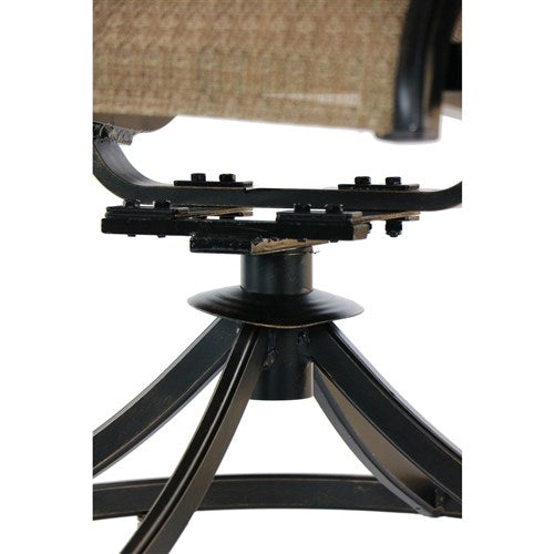 Hanover - Monaco 5pc Fire Pit: 4 Sling Swivel Rockers, Square KD Fire Pit w/Tile - Tan Sling/Tile-United Backyard