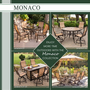 Hanover - Monaco 7pc: 4 Cush Dining Chairs, 2 Cush Swivel Chairs, 40x68" Tile Top Table - Blue/Tile-United Backyard