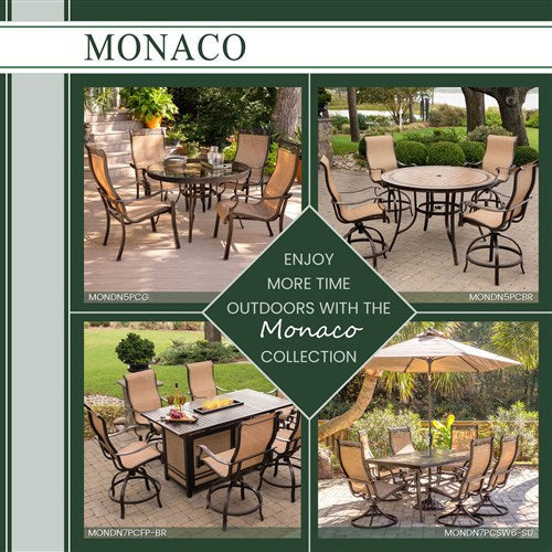 Hanover - Monaco 7pc: 4 Cush Dining Chairs, 2 Cush Swivel Chairs, 40x68" Tile Top Table - Blue/Tile-United Backyard