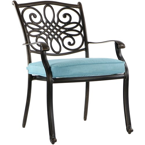 Hanover - Monaco 7pc: 4 Cush Dining Chairs, 2 Cush Swivel Chairs, 40x68" Tile Top Table - Blue/Tile-United Backyard