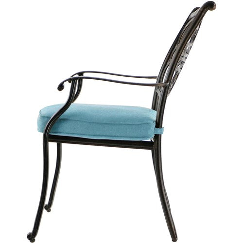 Hanover - Monaco 7pc: 4 Cush Dining Chairs, 2 Cush Swivel Chairs, 40x68" Tile Top Table - Blue/Tile-United Backyard