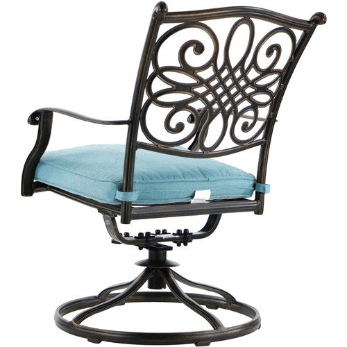 Hanover - Monaco 7pc: 4 Cush Dining Chairs, 2 Cush Swivel Chairs, 40x68" Tile Top Table - Blue/Tile-United Backyard