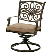Hanover - Monaco 7pc: 4 Cush Dining Chairs, 2 Cush Swivel Chairs, 40x68" Tile Top Table - Tan/Tile-United Backyard