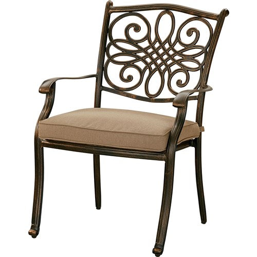 Hanover - Monaco 7pc: 4 Cush Dining Chairs, 2 Cush Swivel Chairs, 40x68" Tile Top Table - Tan/Tile-United Backyard