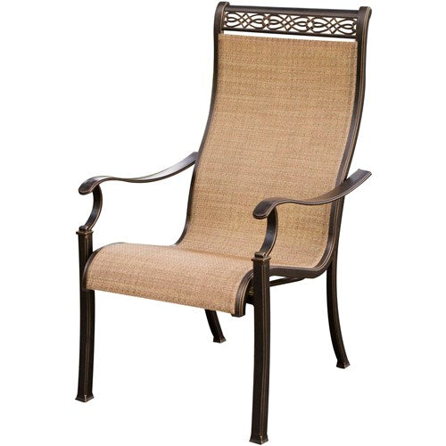 Hanover - Monaco 7pc: 4 Slng Dining Chairs, 2 Slng Swvl Rckrs, 40x68"Tile Tbl, Umb, Base - Tan Sling/Tile-United Backyard