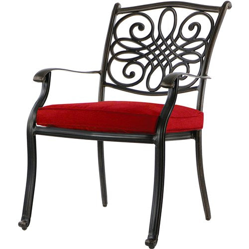 Hanover - Monaco 7pc: 6 Cush Stationary Chairs, 60" Round Tile Table - Red/Bronze-United Backyard