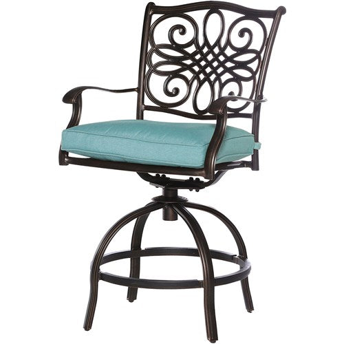 Hanover - Monaco 7pc: 6 Cush Swivel Counter Height Chairs, 56" Rnd Tile Table-United Backyard