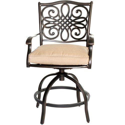 Hanover - Monaco 7pc: 6 Cush Swivel Counter Height Chairs, 56" Rnd Tile Tnbl-United Backyard