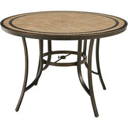 Hanover - Monaco 7pc: 6 Padded Swivel Counter Height Chairs, 56" Round Tile Table - Red/Bronze-United Backyard