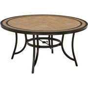 Hanover - Monaco 7pc: 6 Sling Dining Chairs, 60" Round Tile Table - Tan/Bronze-United Backyard