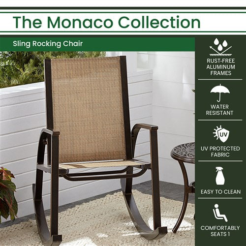 Hanover - Moncao Sling Porch Rocker - Tan/Bronze-United Backyard