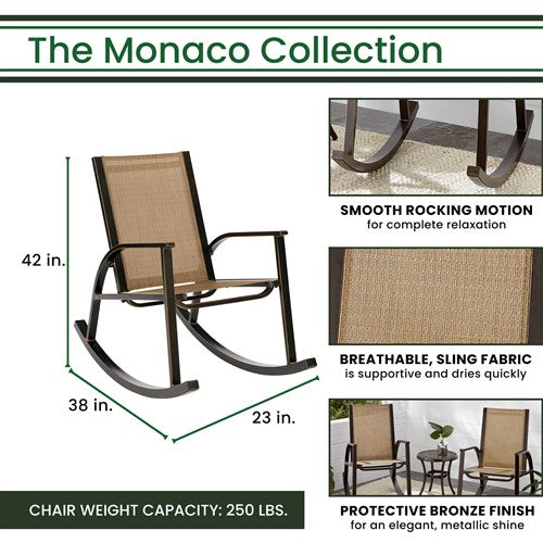 Hanover - Moncao Sling Porch Rocker - Tan/Bronze-United Backyard