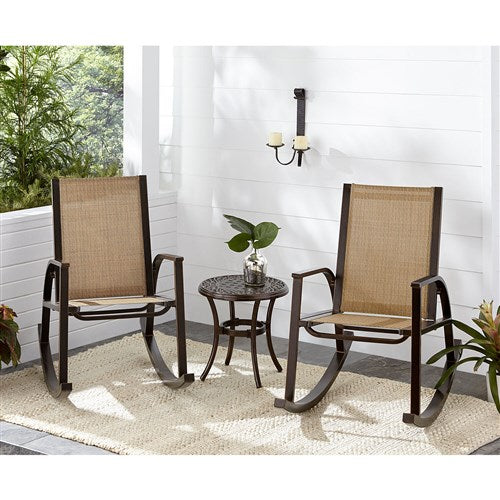 Hanover - Moncao Sling Porch Rocker - Tan/Bronze-United Backyard