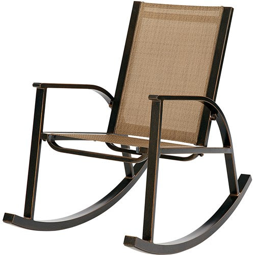 Hanover - Moncao Sling Porch Rocker - Tan/Bronze-United Backyard