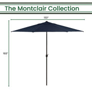 Hanover - Montclair 11' Umbrella - Navy/Brown-United Backyard