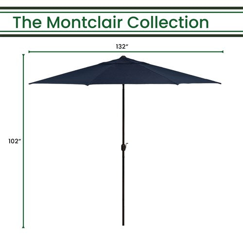 Hanover - Montclair 11' Umbrella - Navy/Brown-United Backyard