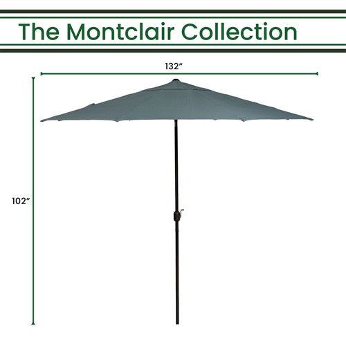 Hanover - Montclair 11' Umbrella - Ocean Blue/Brown-United Backyard