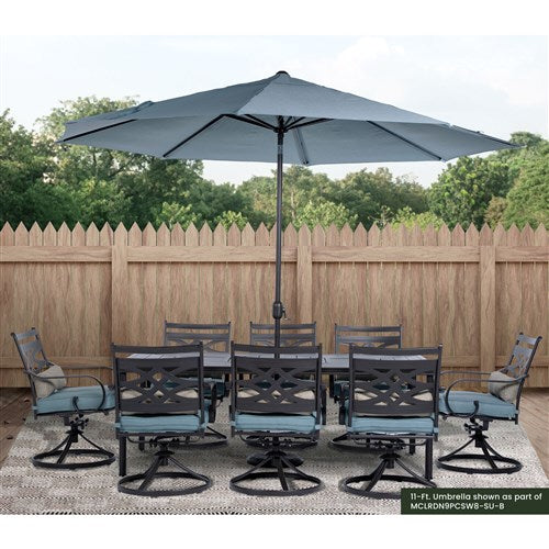 Hanover - Montclair 11' Umbrella - Ocean Blue/Brown-United Backyard
