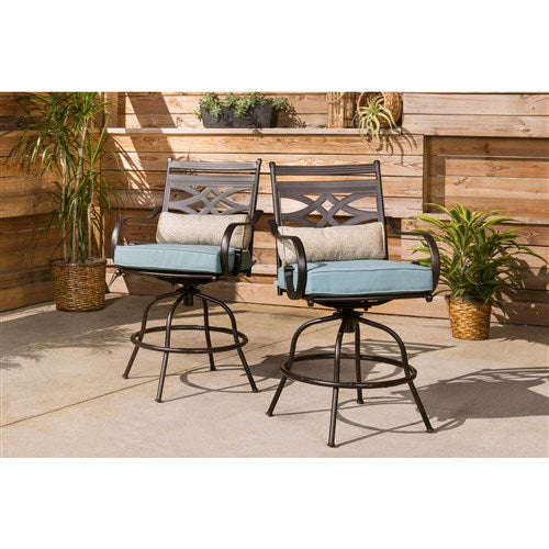 Hanover - Montclair 11200-2SWBR Bar Chair Dining Cushion S/2 - Blue-United Backyard