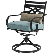 Hanover - Montclair 11pc: 10 Swivel Rockers, 60"x84" Rectangle Dining Table - Ocean Blue/Brown-United Backyard