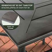 Hanover - Montclair 11pc: 10 Swivel Rockers, 60"x84" Rectangle Dining Table - Ocean Blue/Brown-United Backyard